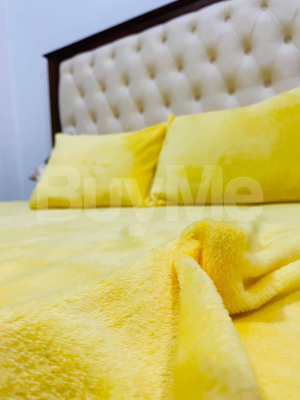 DOUBLE BEDSHEET & TWO PILLOWCASES - YELLOW (*72" × 80")
