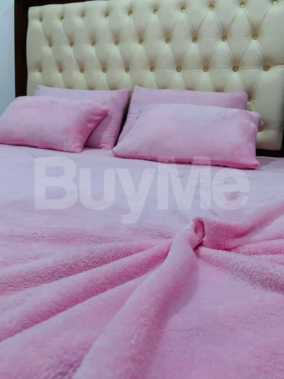 KING/ QUEEN BEDSHEET & TWO PILLOWCASES - PINK (*90" × 80")